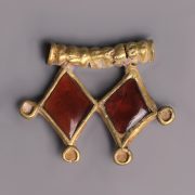 Western Asiatic Gold Rhombi Pendant with Garnets