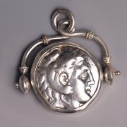Ancient Greek Alexander the Great Silver Tetradrachm Silver Swivel Pendant