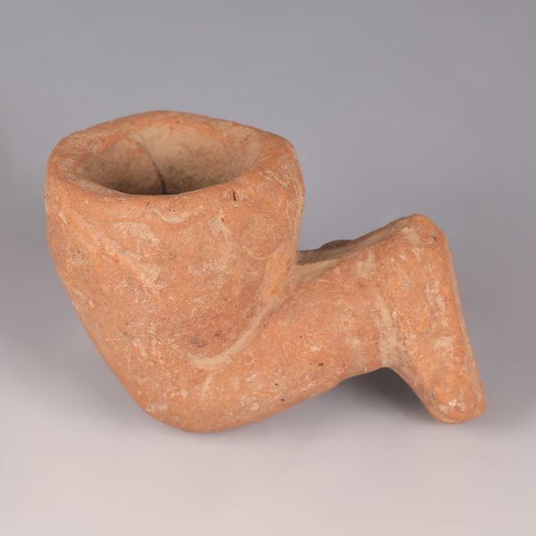 Ancient Greek Hellenistic Terracotta Vessel in form of a Leg
