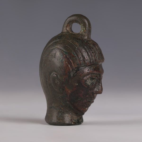 Ancient Roman Bronze Steelyard Weight of a Male Head