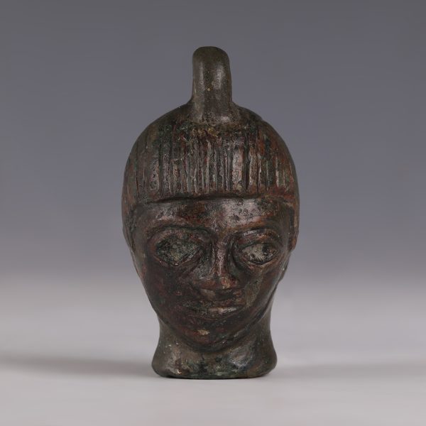 Ancient Roman Bronze Steelyard Weight of a Male Head