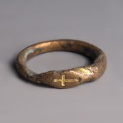 Byzantine Gilt Bronze Ring with Cross