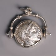 Greek Athenian Silver Tetradrachm Silver Swivel Pendant