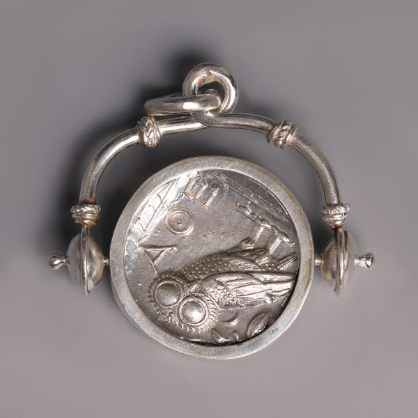 Greek Athenian Silver Tetradrachm Silver Swivel Pendant