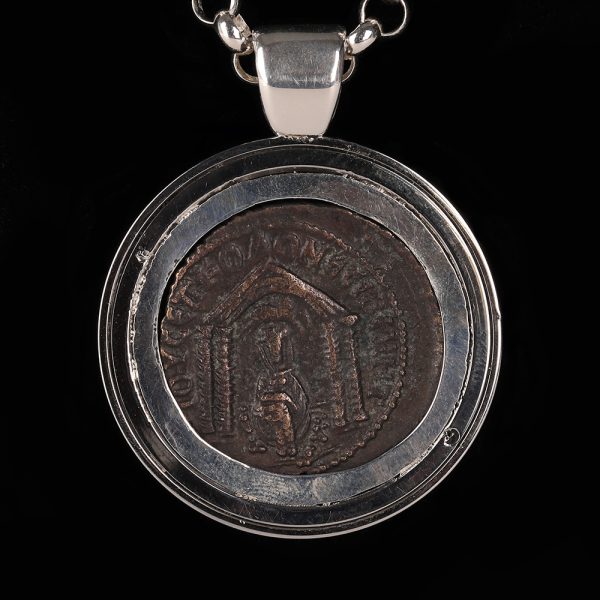 Roman Ae25 Coin of Philip II in a Crystal Pendant