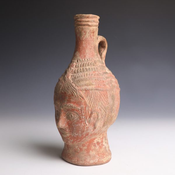 Ancient Roman North-African Redware Jug of a Head