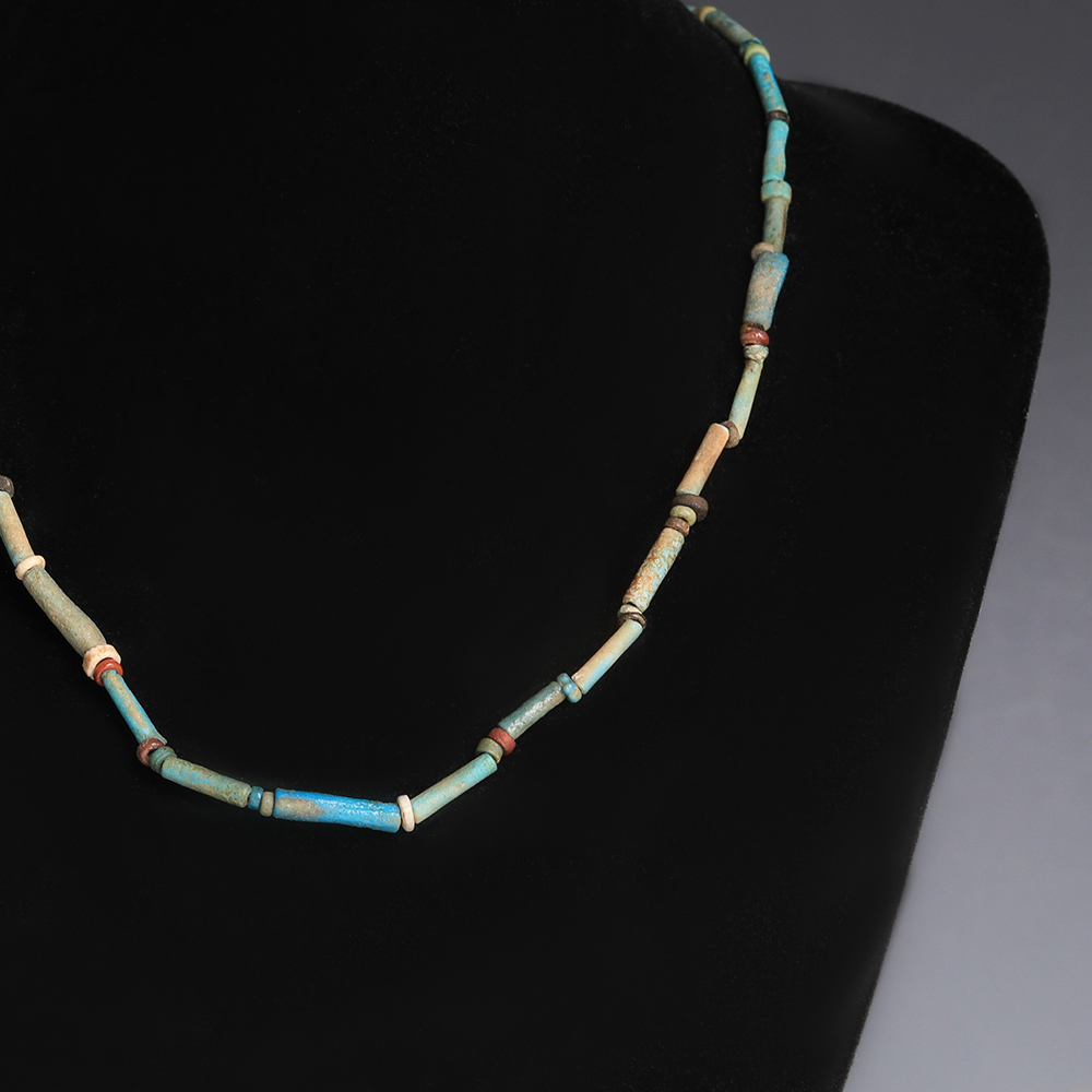Ancient Egyptian Polychromatic Faience Beaded Necklace Ancient Egyptian Polychromatic Faience Beaded Necklace