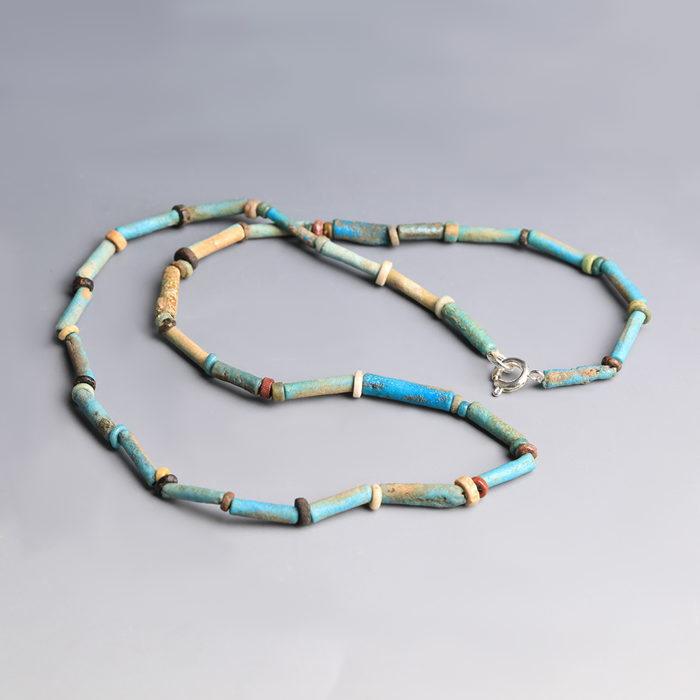 Ancient Egyptian Polychromatic Faience Beaded Necklace Ancient Egyptian Polychromatic Faience Beaded Necklace
