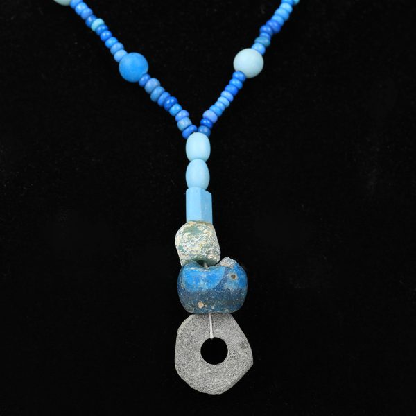 Ancient Roman Light Blue Glass Beaded Necklace