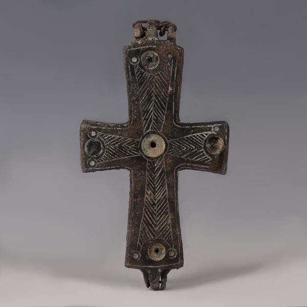 Byzantine Enkolpion Reliquary Cross with Mary Theotokos