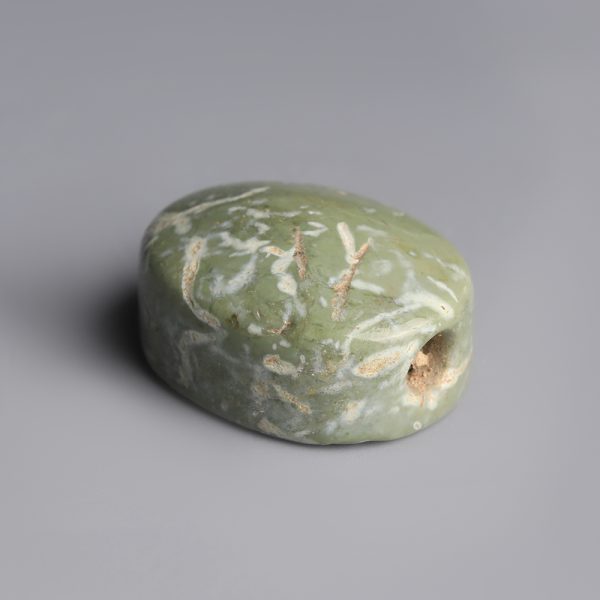 Egyptian Green Hardstone Scaraboid Amulet