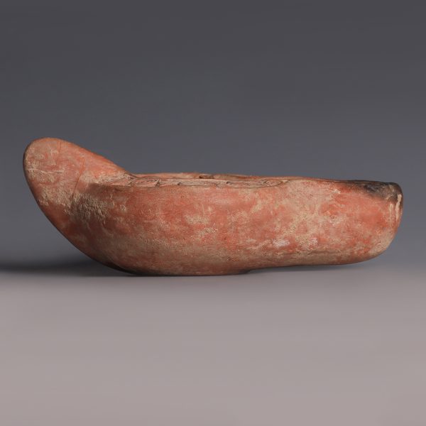 Roman Terracotta Oil Lamp with a Kantharos