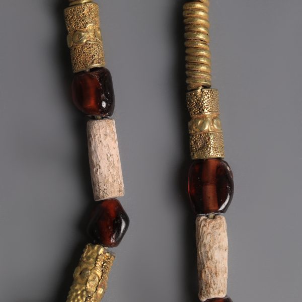 Western Asiatic Gold, Garnet and Pearl Drop Earrings