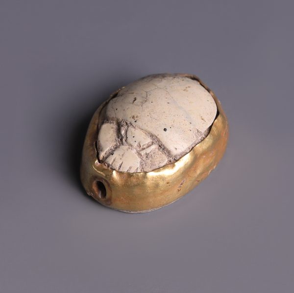 Egyptian Steatite Scarab with Gold Mount