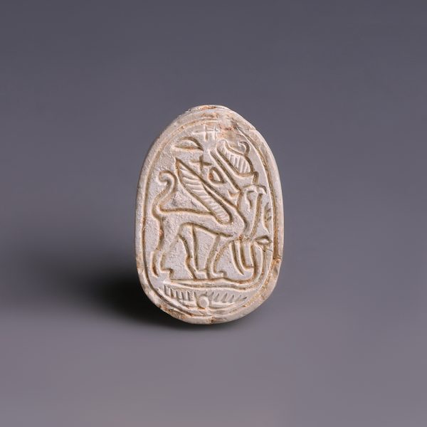 Egyptian Steatite Scarab with Hierakosphinx