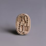 Egyptian Steatite Scarab with Incised Scorpions