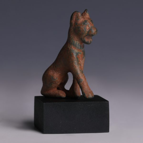 Roman Bronze Sitting Dog Statuette
