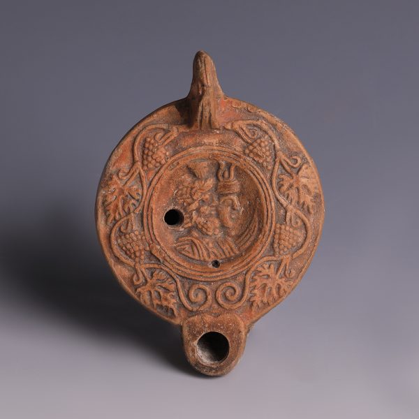 Roman Terracotta Oil Lamp with Isis & Serapis