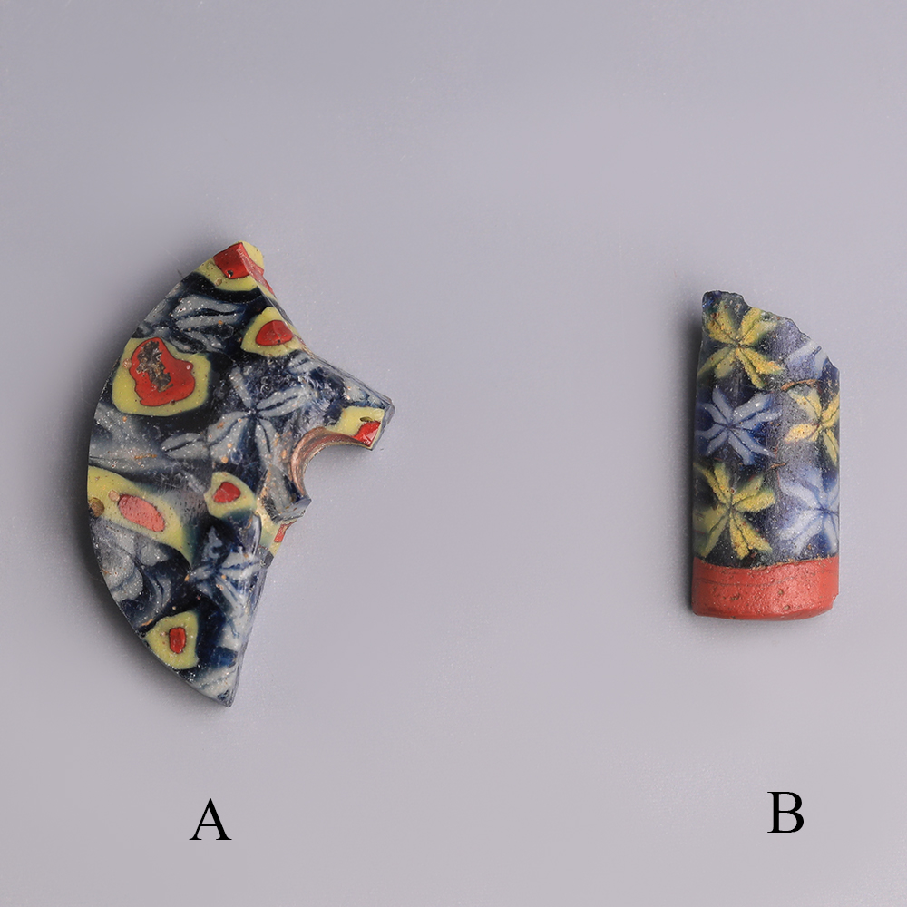 Selection of Ancient Egyptian Millefiory Glass Bead Fragments graphic