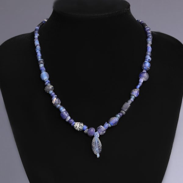 Ancient Roman Blue Glass Beaded Necklace