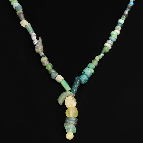 Ancient Roman Green Glass Beaded Necklace
