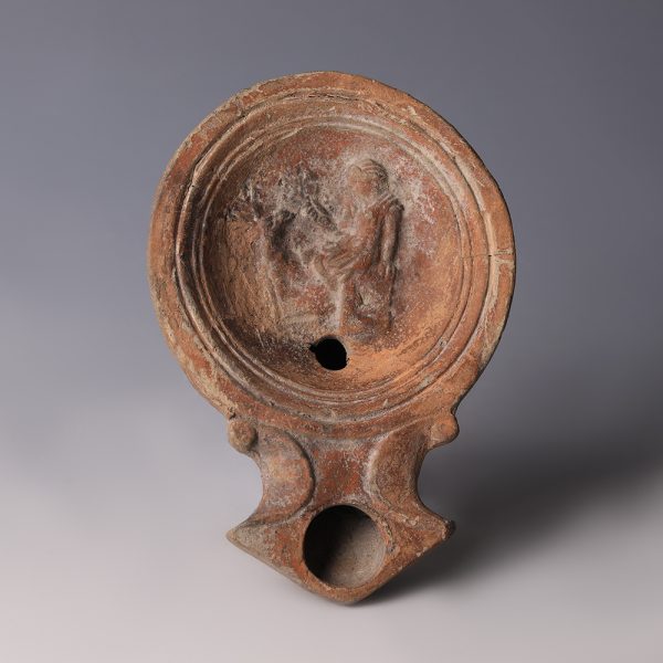 Roman Terracotta Oil Lamp with Diana & Actaeon