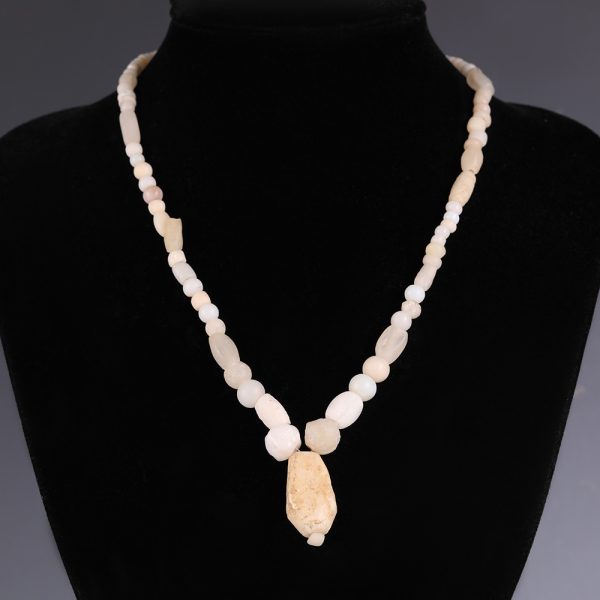 Ancient Roman White Glass Beaded Necklace
