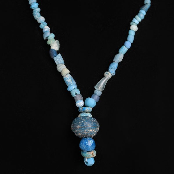 Ancient Roman Blue Glass Beaded Necklace