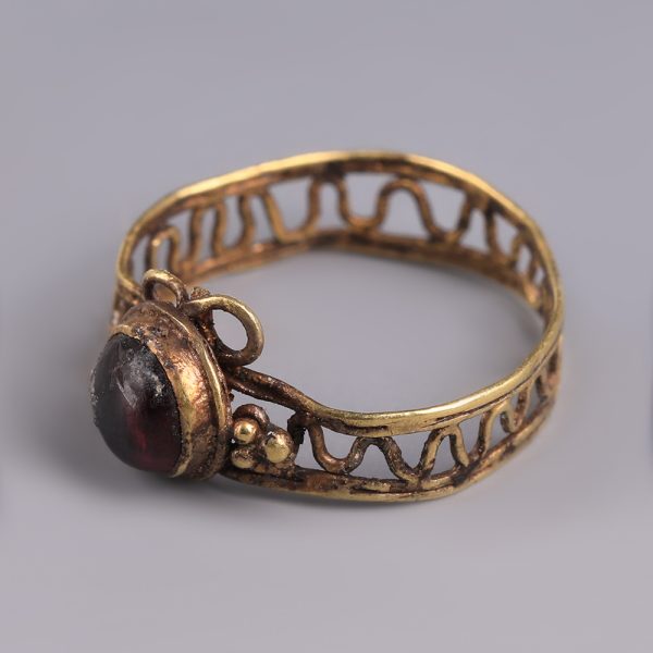 Late Roman-Byzantine Gold Ring with Garnet
