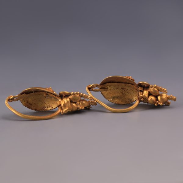 Pair of Ancient Roman Gold Earrings with Bosses