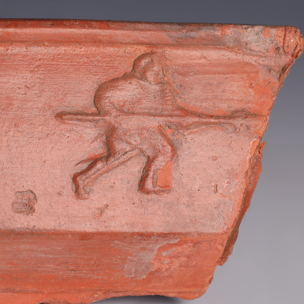 Roman North African Red Slipware Plaque with Lioness and Hunter Roman North African Red Slipware Plaque with Lioness and Hunter