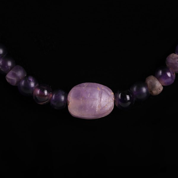 Egyptian Amethyst Beaded Necklace with Scarab Amulet