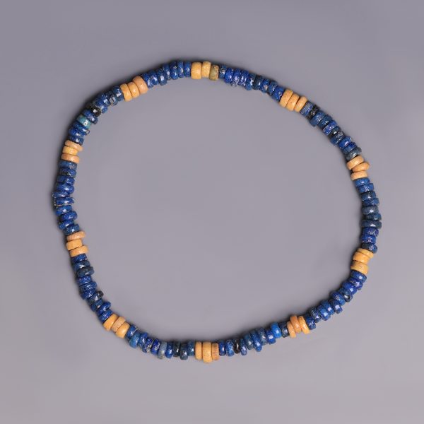 Ancient Egyptian Blue and Cream Faience Beaded Bracelet