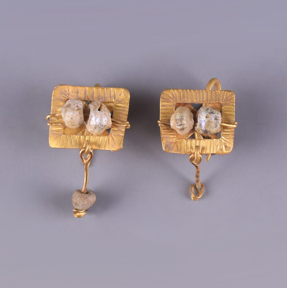 Greek Hellenistic Gold Hoop Earrings with Eros Ancient Greek