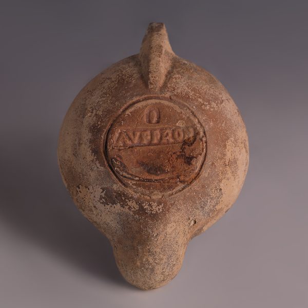 Ancient Roman Terracotta Oil Lamp with Erotic Scene