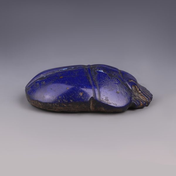 Egyptian Blue Glass Heart Scarab