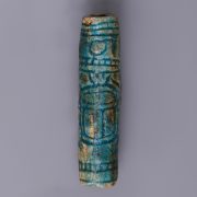Egyptian Cylindrical Faience Amulet with Engraved Cartouche