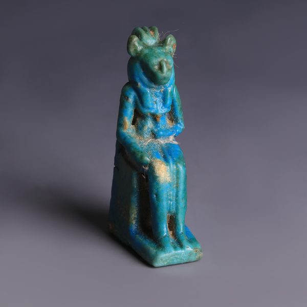 Egyptian Glazed Faience Amulet of Sekhmet