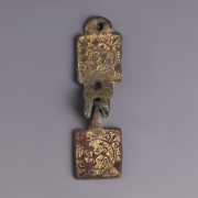 Medieval Gilt Bronze Heraldic Harness Pendant with Suspension Mount