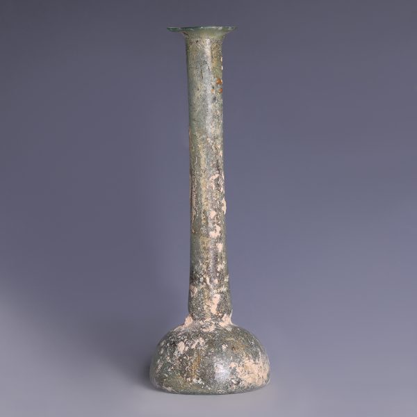 Roman Aqua Glass Candlestick Unguentarium