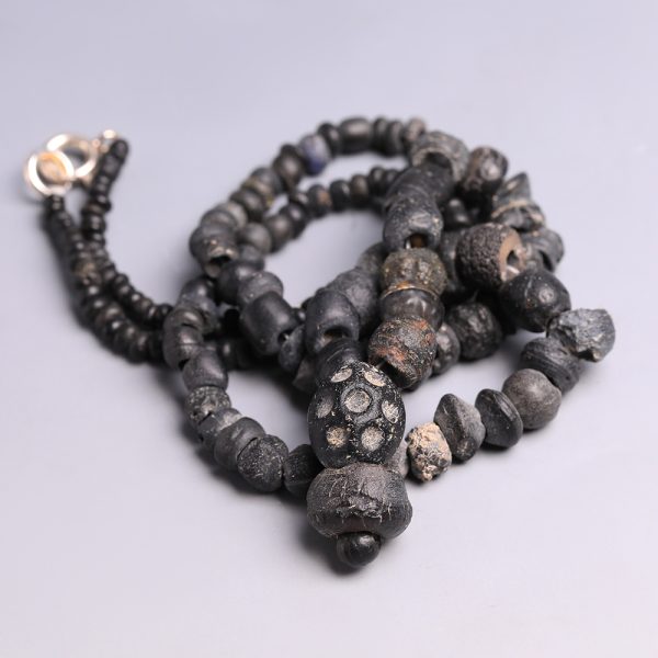 Ancient Roman Black Glass Beaded Necklace