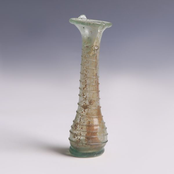 Ancient Roman Glass Cosmetic Flask with Trail Decoration