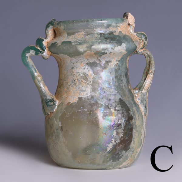 roman light blue jar applied handles c