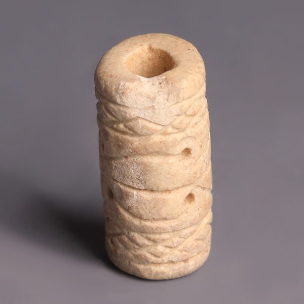 Sumerian Limestone Cylinder Seal with Geometric Motifs