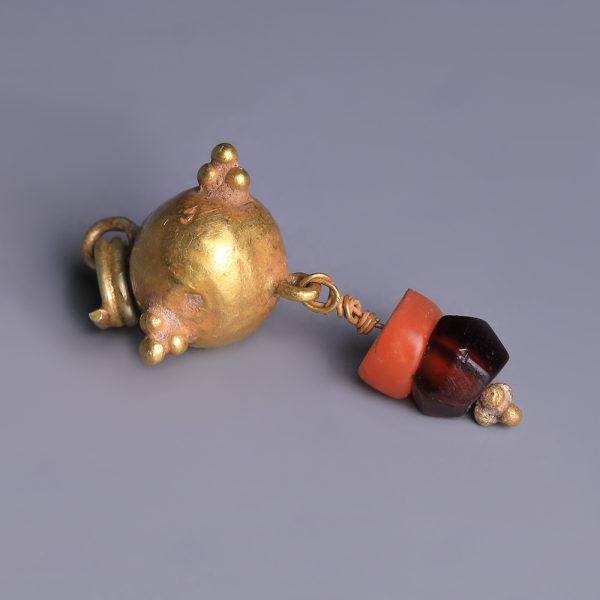 Western Asiatic Gold, Coral and Garnet Pendant