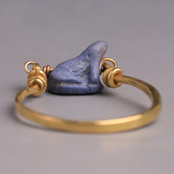 Ancient Egyptian Frog Scaraboid Swivel Ring