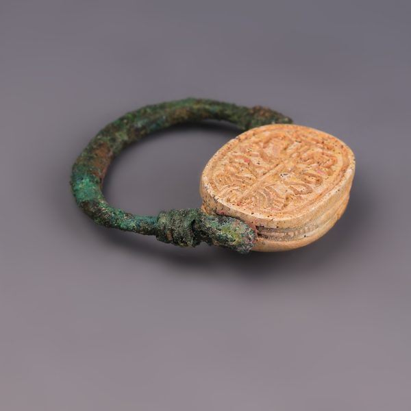 Egyptian Hyksos Period Swivel Ring with Scarab
