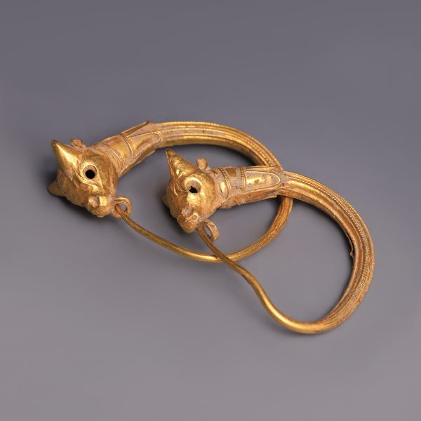 Hellenistic Gold Bull Earrings