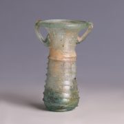 Roman Green Glass Flask with Trail Decoration