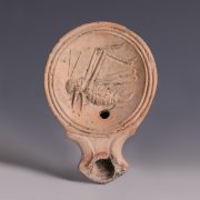 Roman Terracotta Oil Lamp with Locust